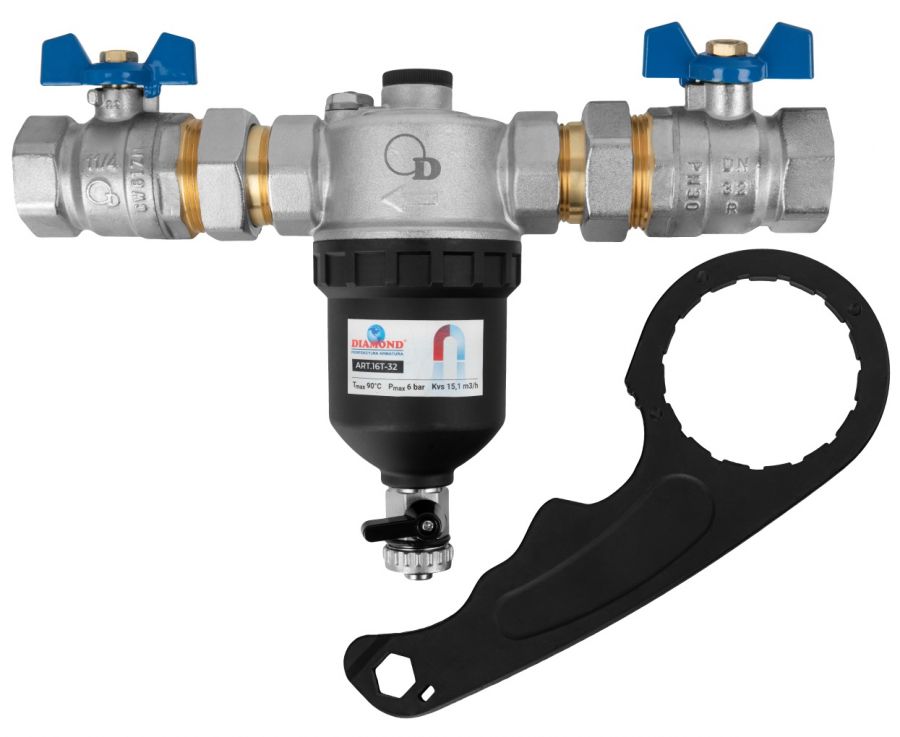 KOMPLET FILTR MAGNETYCZNY, SEPARATOR ZANIECZYSZCZEŃ - DN32 (1 1/4)