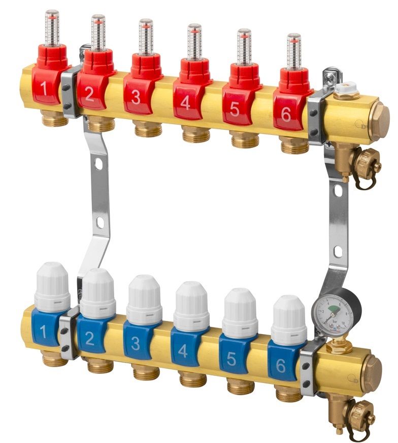 ZESTAW ROZDZIELACZA DO OGRZEWANIA PODŁOGOWEGO Z MANOMETREM - 6
