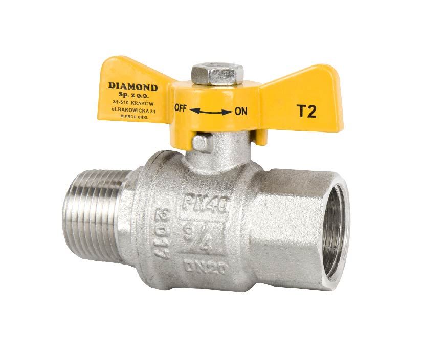 KUREK KULOWY DO INSTALACJI GAZOWYCH, TYP2200, CE15, EN 331, DN20(3/4) MOT, R/Rp