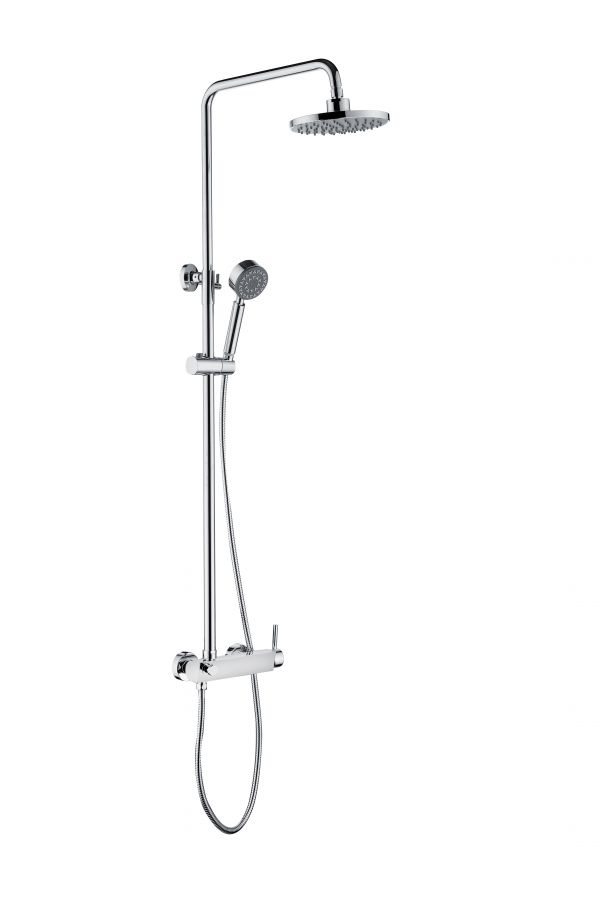 PAN 49- KOMPLET NATRYSKOWY Z BATERIĄ, Z DESZCZOWNICĄ OKRĄGŁĄ, RURKA SS - MIESZACZ CERAMICZNY/BATERIA MECH. EN 817