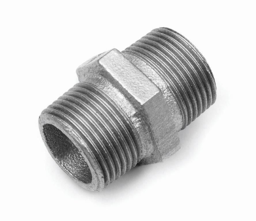 ZŁĄCZKA, PN-EN 10242,N8, 3/8 (10) Zn, A, NYPEL WKRĘTNY RÓWNOPRZELOTOWY, OCYNK