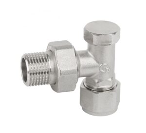 ZAWÓR GRZEJNIKOWY PN-M-75002-DN 15 ODC. PEX 1/2x16 KĄTOWY NIKL.