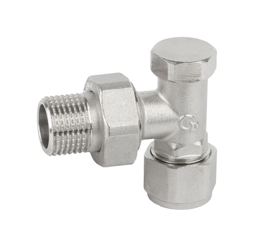 ZAWÓR GRZEJNIKOWY PN-M-75002-DN 15 ODC. PEX 1/2x16 KĄTOWY NIKL.