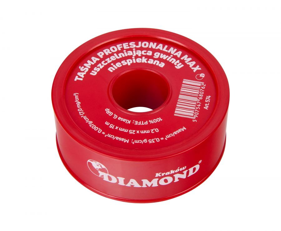 TAŚMA PROFESJONALNA MAX NIESPIEKANA PTFE KL.G,GRp 15 m*25 mm*0,2 mm*7 mg/cm2