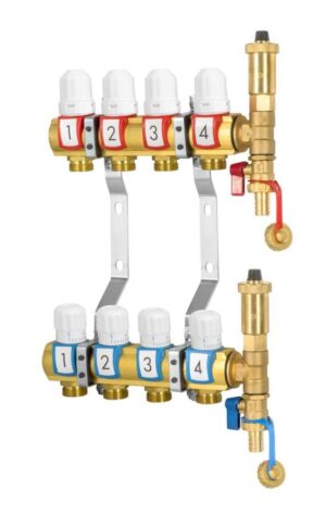 KOMPLET ROZDZIELACZA Z ZAWORAMI TERMOSTATYCZNYMI ORAZ ZAWORAMI REGULACYJNYMI 1 x 3/4 - 7