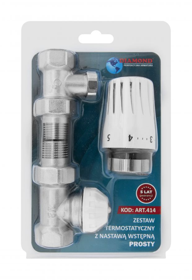 ZESTAW TERMOSTATYCZNY Z NASTAWĄ WSTĘPNĄ, EN215/PN-M-75002, DN15, F-P, PROSTY