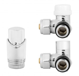 ZESTAW TERMOSTATYCZNY DO GRZEJNIKA, EN215/PN-M-75002-DN15-K, OSIOWY, CHROM PREMIUM, LEWY